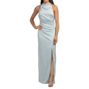 JEWEL BY BADGLEY MISCHKA Sky High Neck Satin Gown